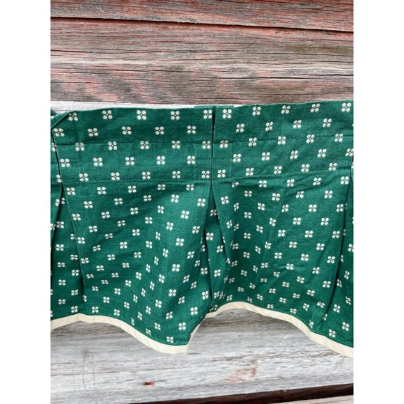 Vintage Pair 1960s Green/Beige Dot Pleated Curtain Valance Cotton - Picture 13 of 16